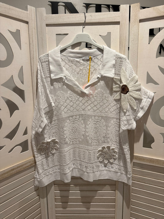 Daisy crochet top with Applique