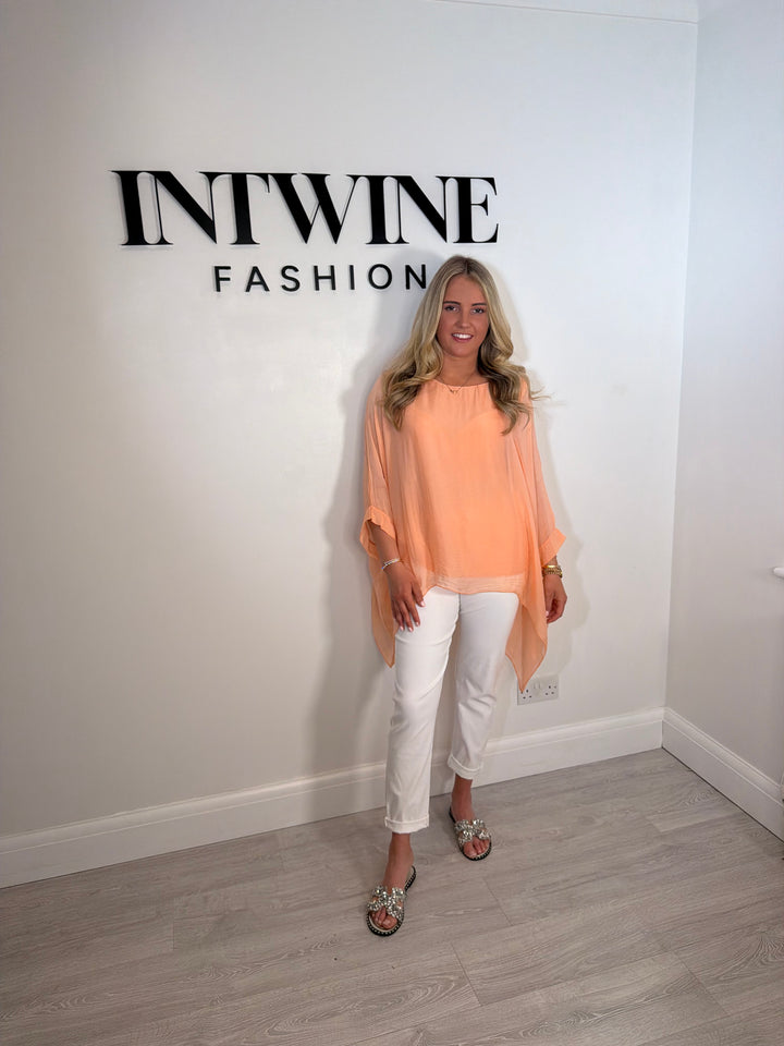 Louisa batwing silk blouson top