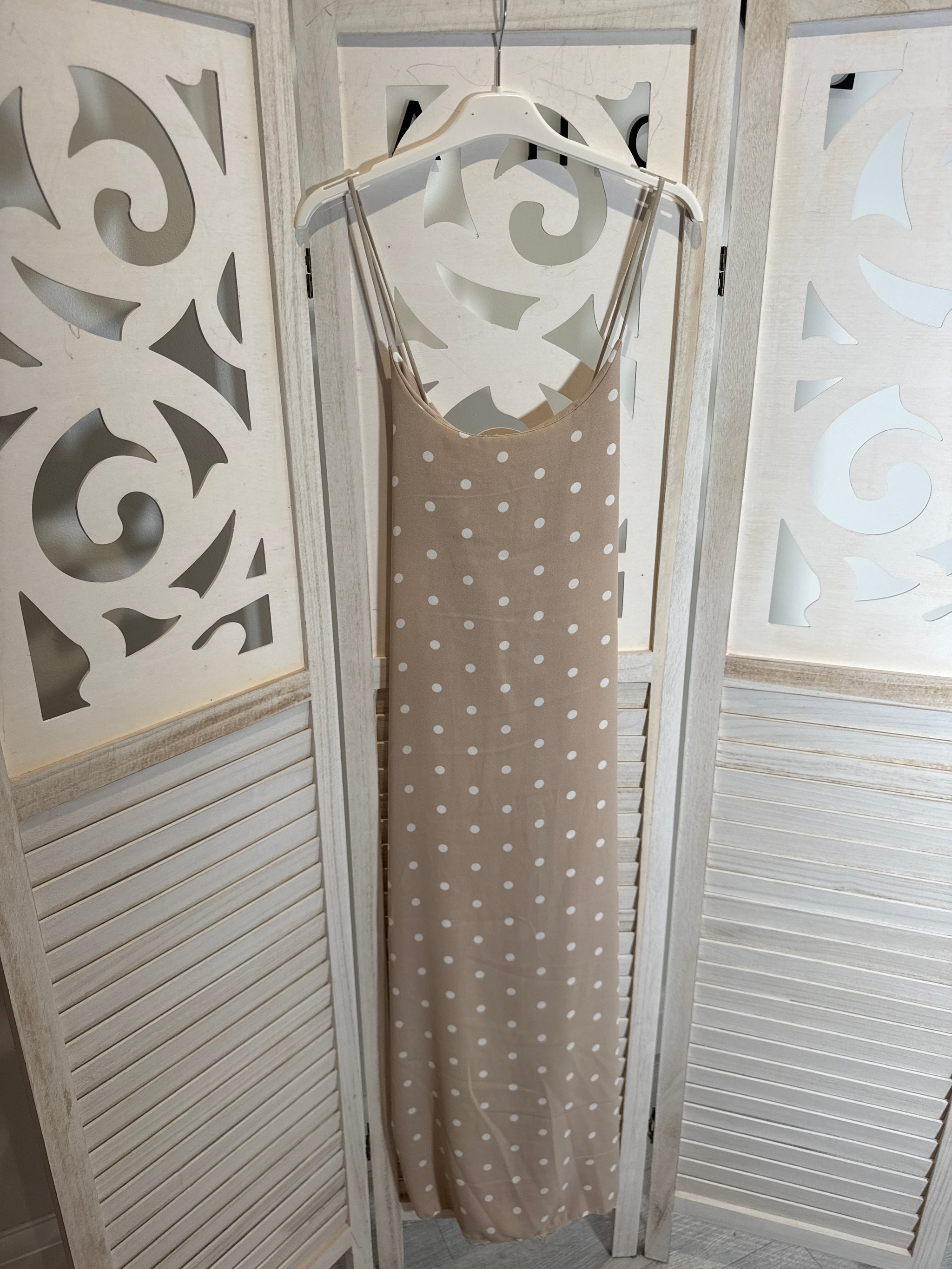 Macy polka dot spaghetti strap dress with elasticated back
