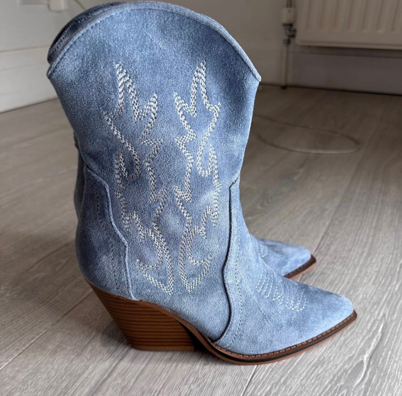 Denim cowboy boots